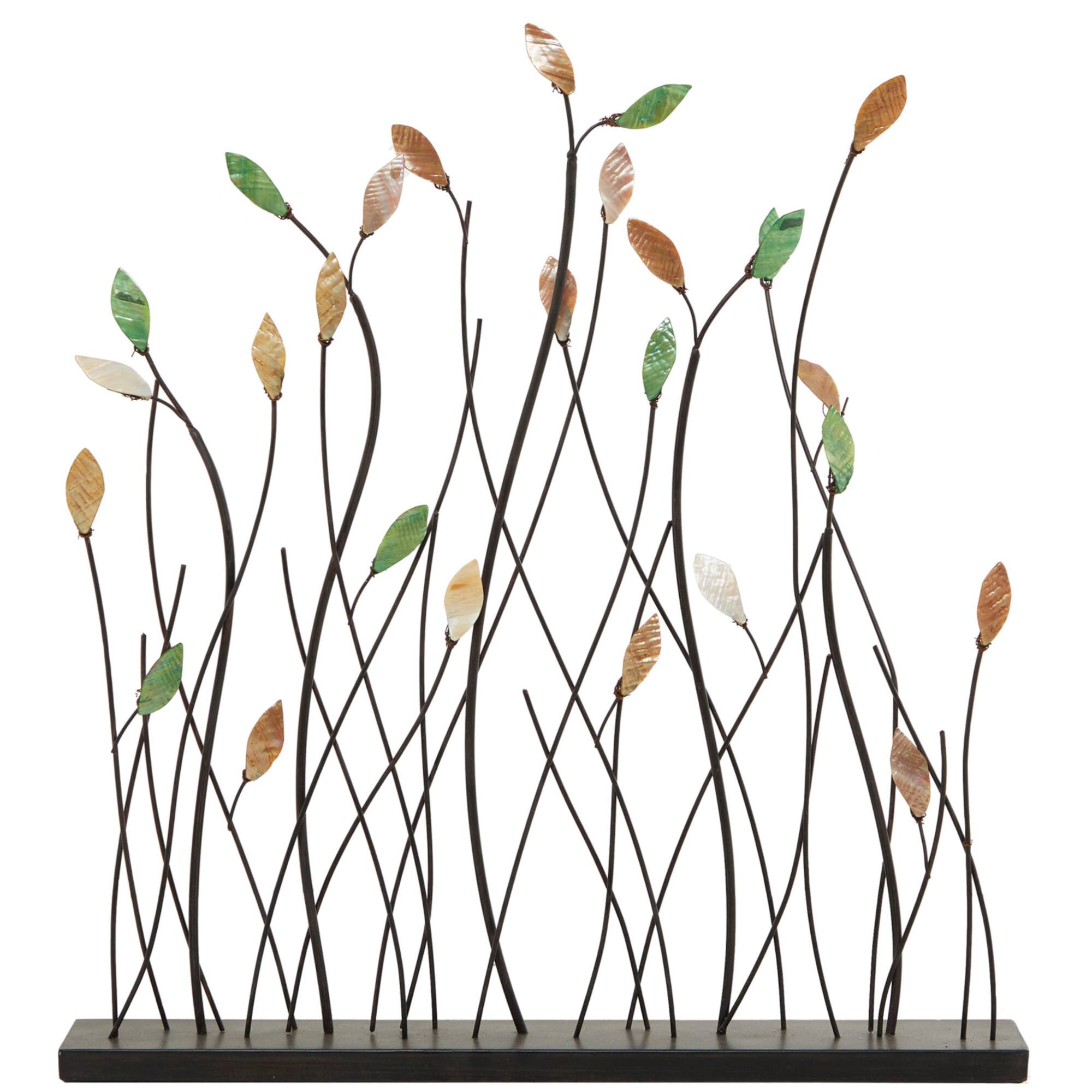 26.5" Black Metal Leaf with Black Base Sculpture